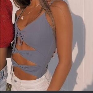 Dolls Kill Blue Cut-Out Crop Top